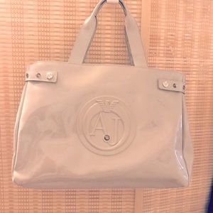 VGC Armani Large (patent) leather tote bag in Light Grey with Armani Jeans logo